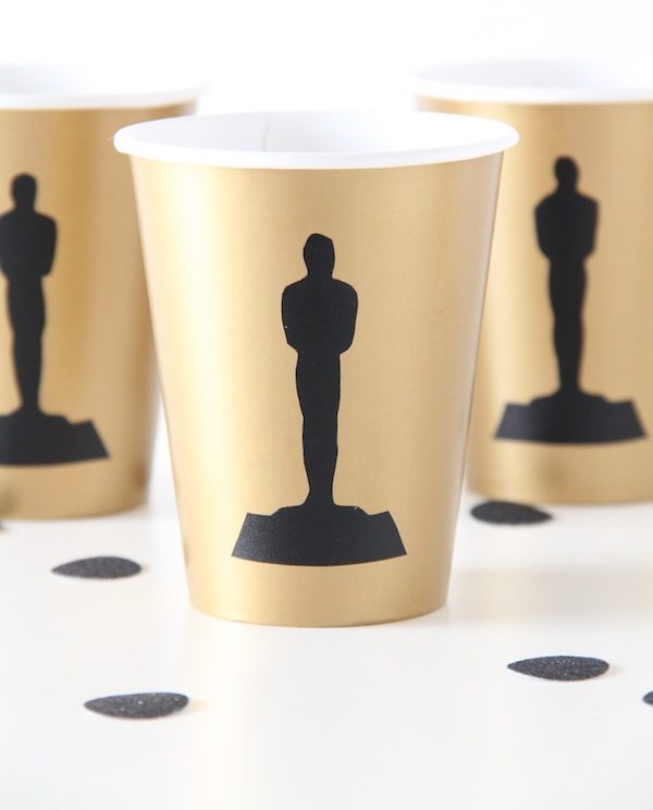 Oscars party ideas: DIY Oscars Party Cups by And We Play