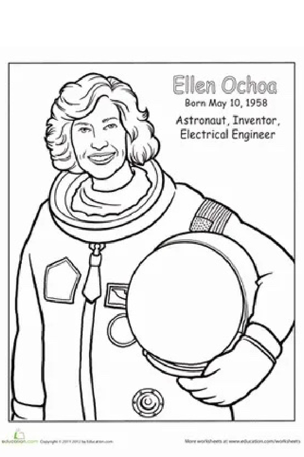 National Women's History Month coloring pages: Ellen Ochoa | free download from Education .com National Women's History Month coloring pages: Ellen Ochoa | free download from Education .com