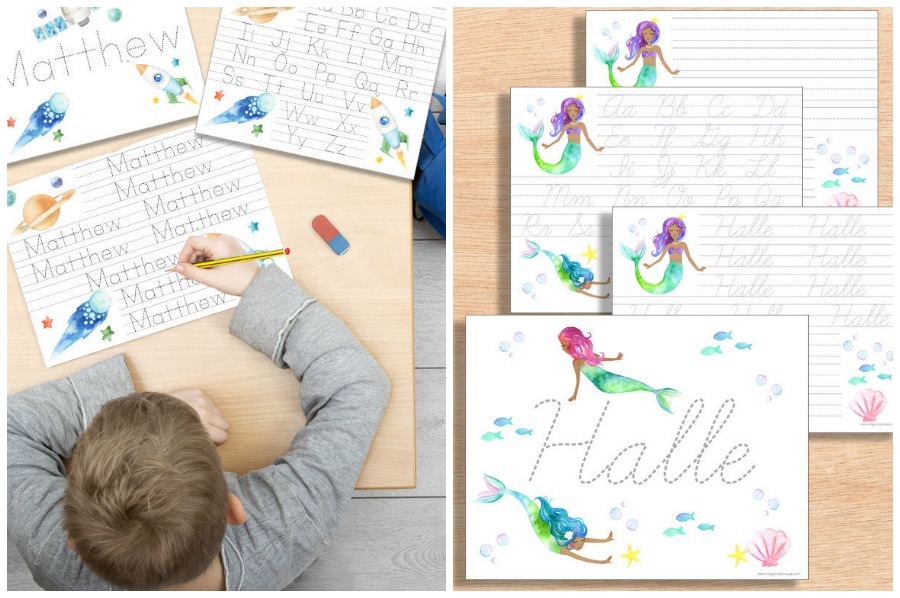 Handwriting help for kids: Custom name worksheets from Indigo Ink Boutique