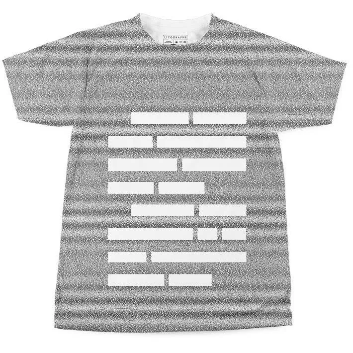 Elements of Style tee made up entirely of text from the book