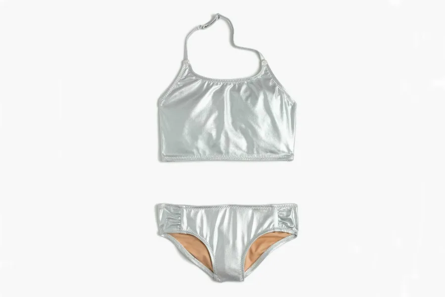 Cool age-appropriate swimsuits for tweens and teens: Metallic bikini at J. Crew