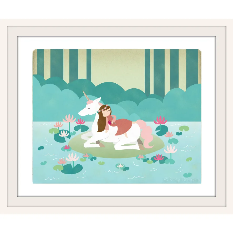 Fairy tale art: Sleeping Beauty with unicorn
