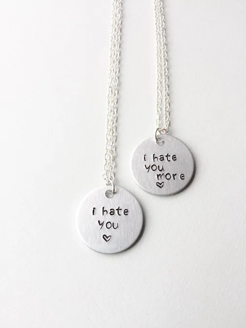 Valentine's Day BFF jewelry: Snarky BFF Necklace by Swimming Unicorn