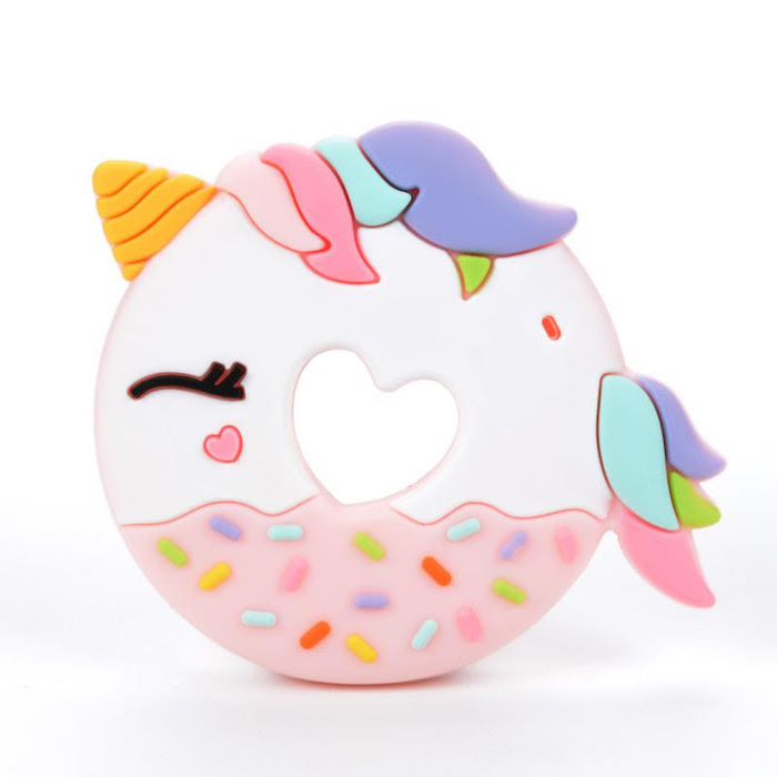Unicorn donut teether by Loulou Lollipop