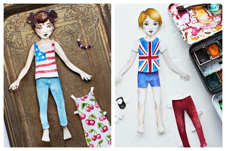 Free printable paper dolls: Brooklyn and London Paper Dolls by by Swedish artist Lova Blåvarg for Sweet Paul