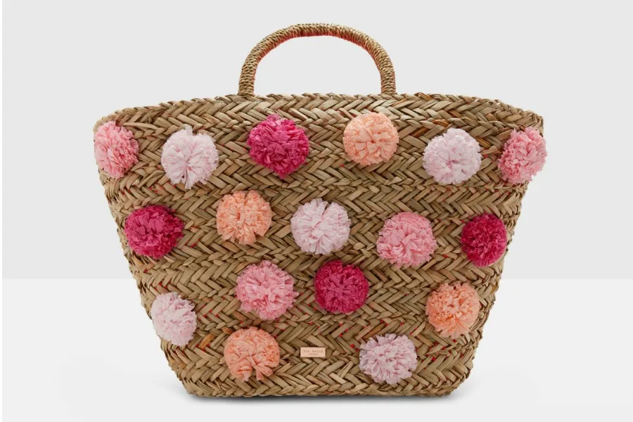 Summer accessory style with the Ted Baker Woven Trapeze Pom Pom Bag