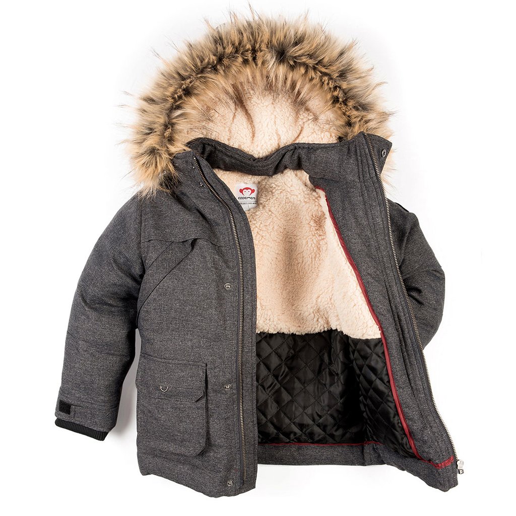 Winter coat trends for kid: Appaman denali down coat in a chic charcoal tweed | cool mom picks