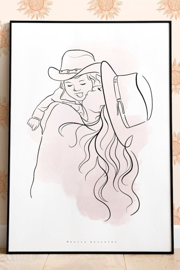 Custom family portrait in a modern line art style: Affordable digital downloads by Monica Gonzalez