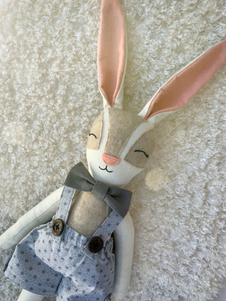 Handmade heirloom boy bunny rag doll: Easter gifts supporting Etsy shops