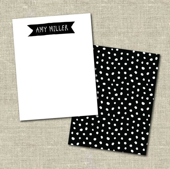 These "Black and White" thank you notecards from Chachke Designs offer a fresh and modern take on traditional personalized cards.