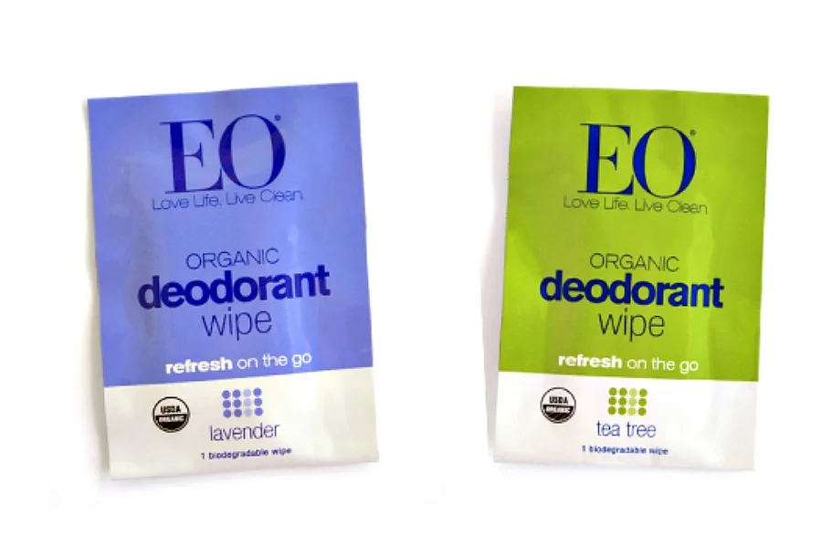 EO Organic Deodorant Wipes are a lifesaver in your purse or travel bag