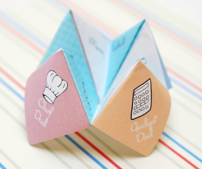 Free, fun Father's Day printables: Father's Day Cootie Catcher by B.Nute Productions