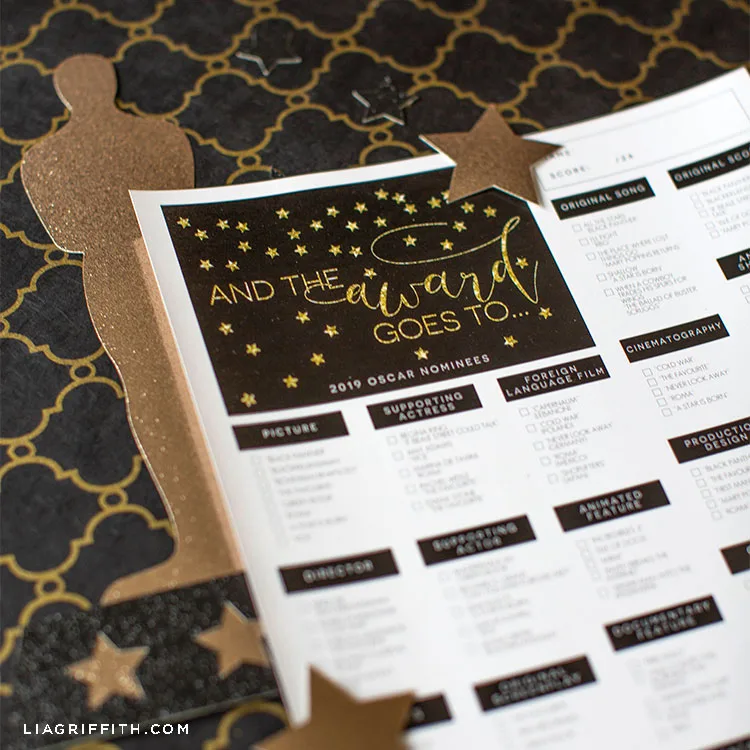 Oscars party ideas: 2019 Oscars ballot at Lia Griffith