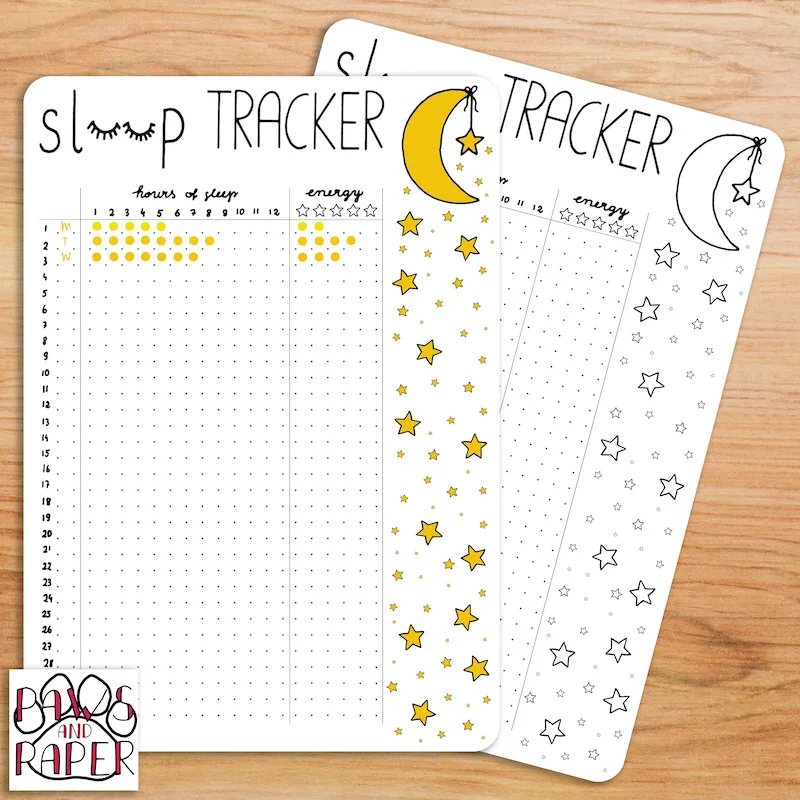 3 great printable sleep logs: Track sleep and energy at Paws & Paper