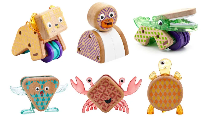 Design guru Jonathan Adler creates a new line of modern wooden toys for kids like these Shapeimals