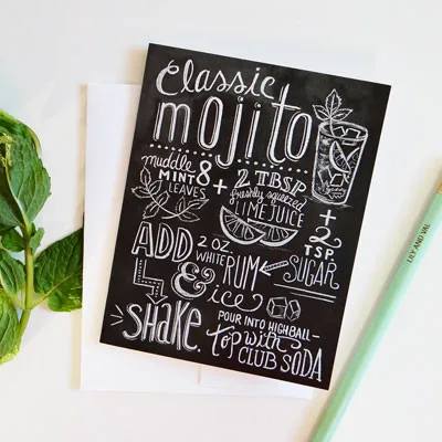Love and coffee chalkboard card at Lily and Val