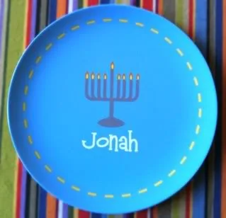 Personalized Hanukkah plates knock one of those eight gifts off your list