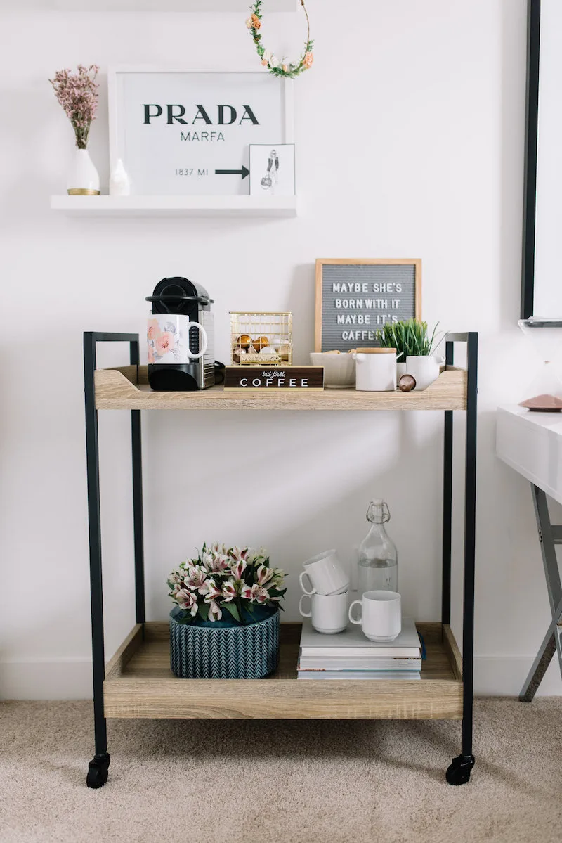 Cool DIY coffee bar carts: Industrial chic at 204 Park