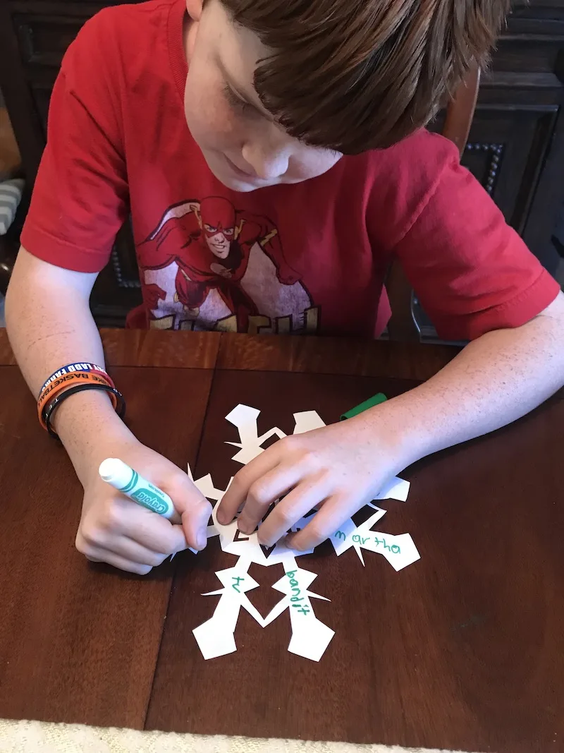 DIY Gratitude Garland tutorial: Step 1: Cut out snowflakes (or any other festive shape) for your garland.