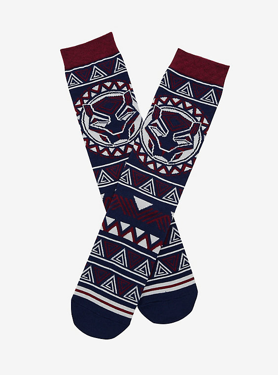 Black Panther patterned crew socks that help give back to people in need