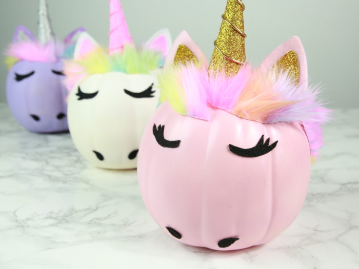DIY Glam unicorn pumpkin tutorial from Hello Giggles