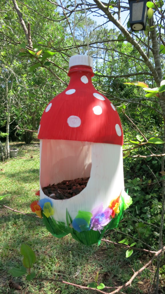 Turn a plastic bottle into a bird feeder Mother's Day gift with tutorial from Hey Maaa