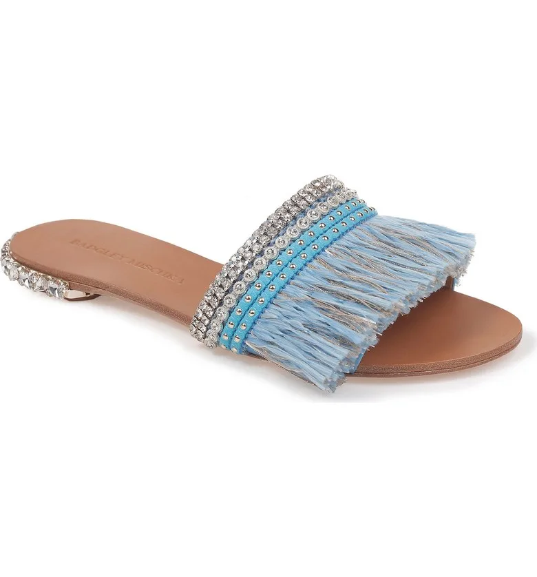 Embellished slide sandals for summer