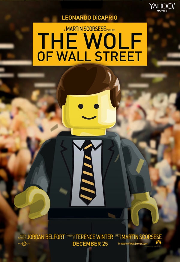 wolf of wall street movie poster with legos