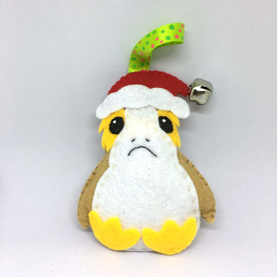 Cool Star Wars stocking stuffers for kids: Handcrafted felt Porg ornament on Etsy