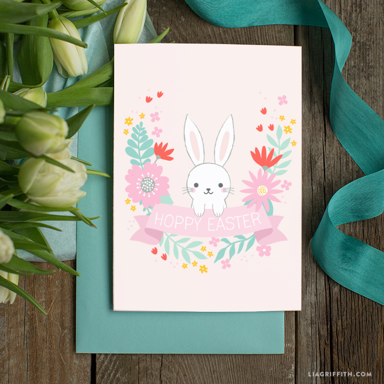 Free Easter printables: Hoppy Easter card by Lia Griffith
