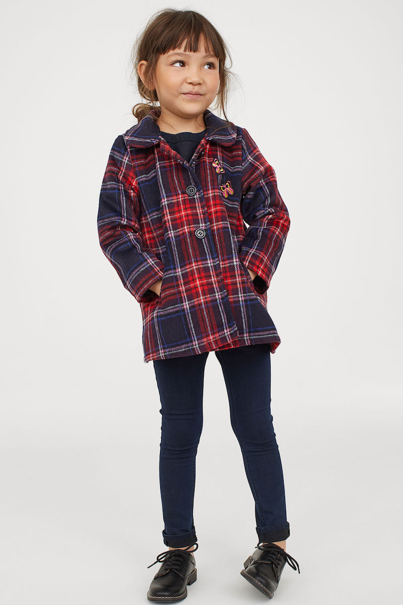 Stylish winter coats for girls: Bold checks at H&M