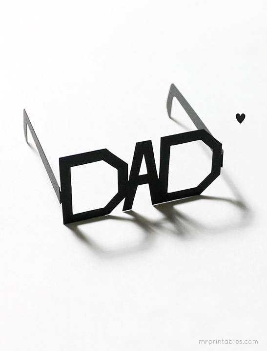 Free, fun Father's Day printables: Printable Typography Father's Day Glasses by Mr. Printables
