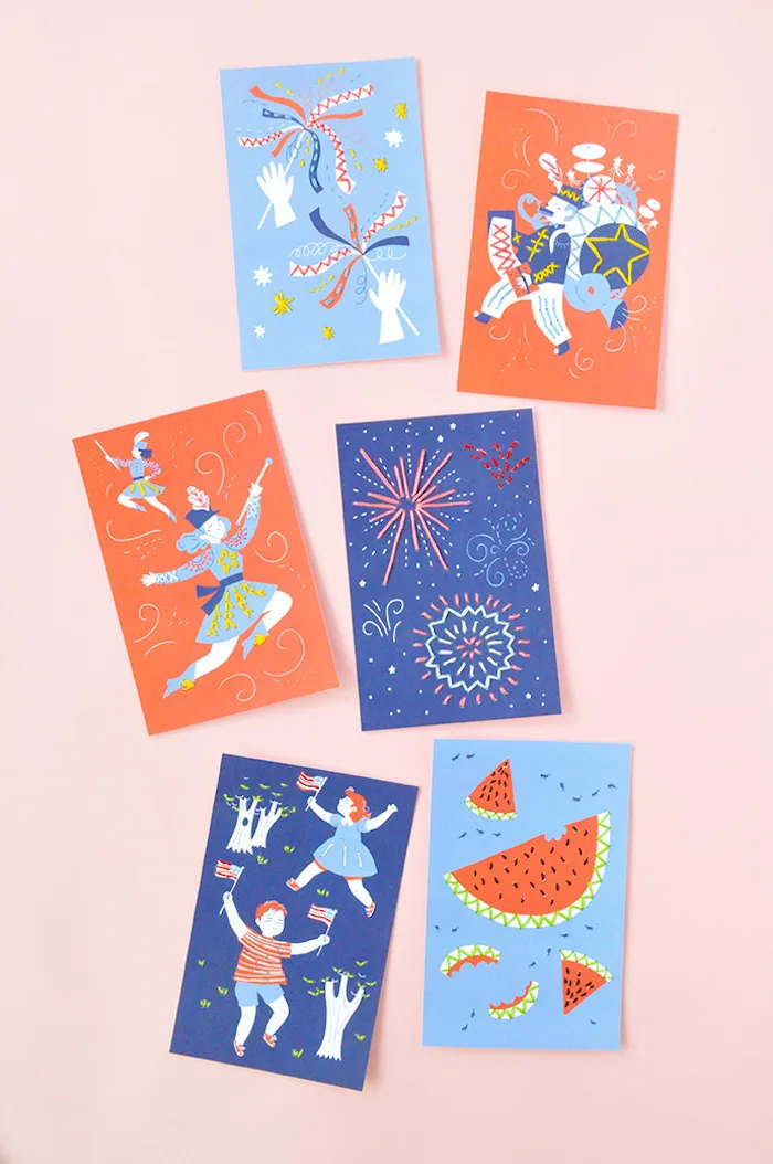 Easy 4th of July crafts for kids: Printable sewing cards at Handmade Charlotte