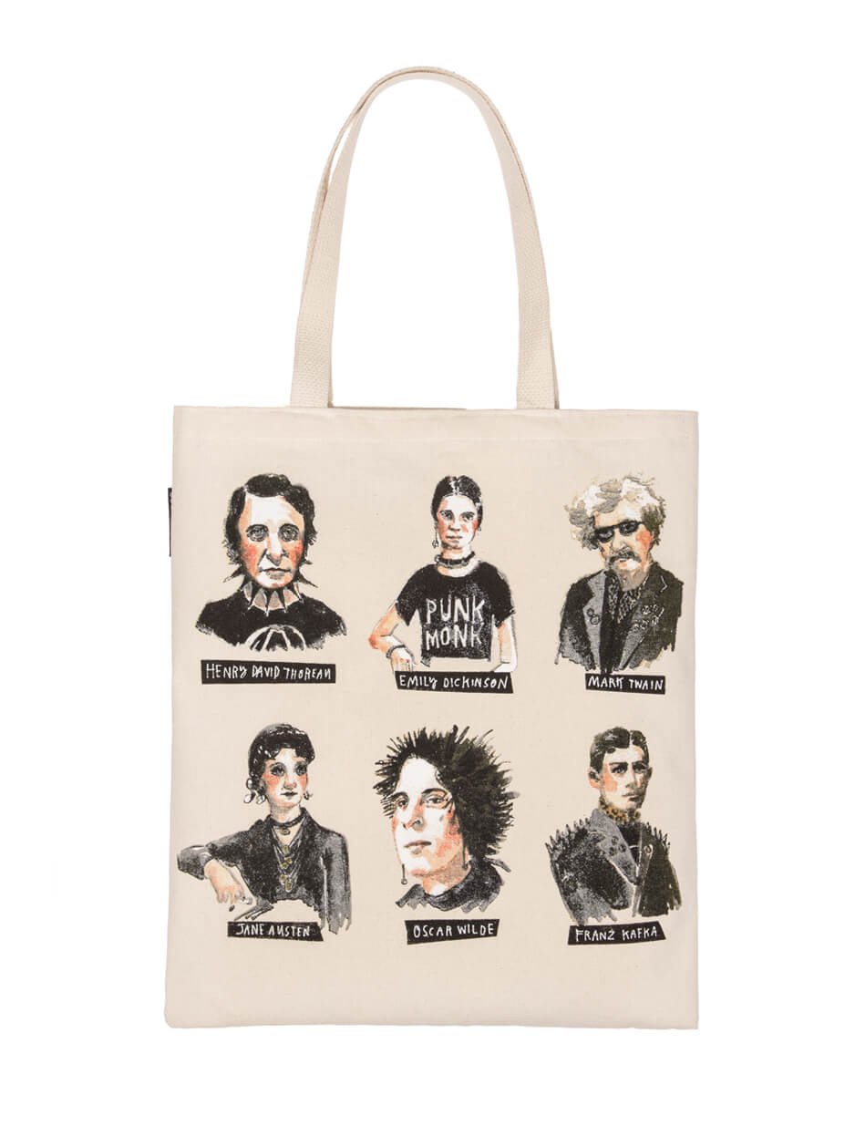 Totes for book nerds: Punk Rock Authors Tote | Out of Print Clothing