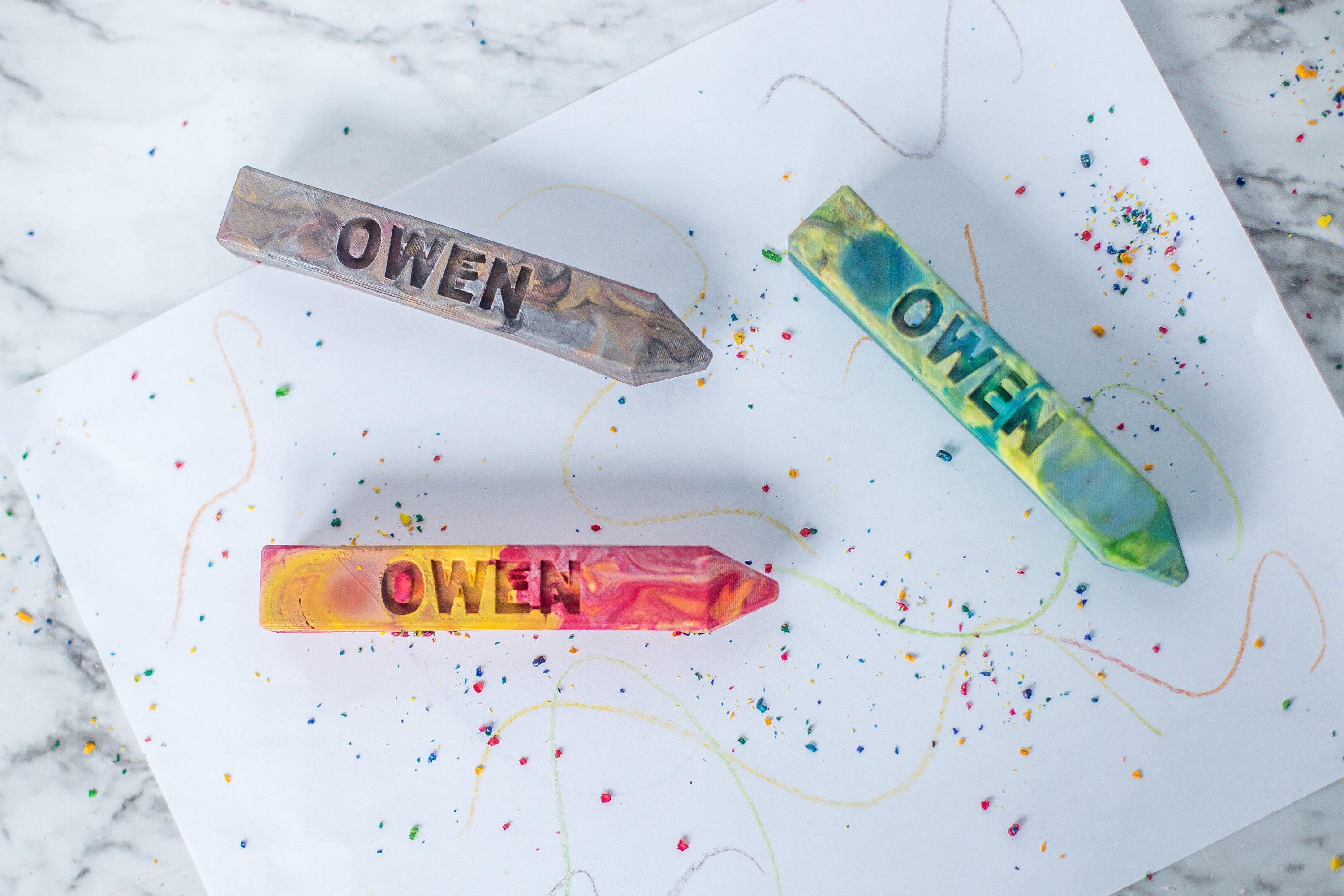Creative personalized gifts: Custom handmade crayon set with a child's name at Art2theExtreme