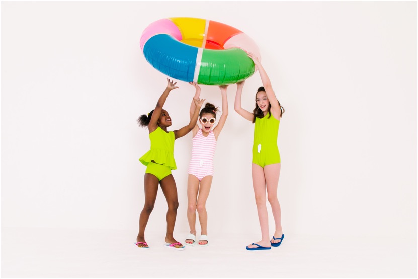 June & January's new swim collection: Girls swimwear in one- and two-piece options.