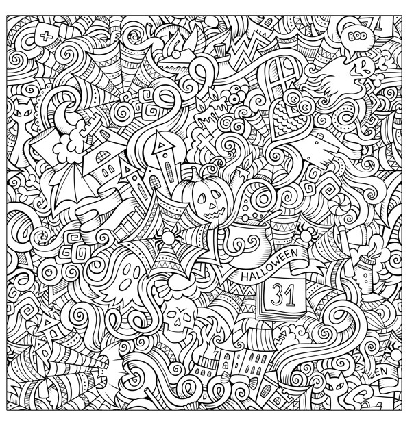 Free Printable Halloween Zentangle Coloring Page