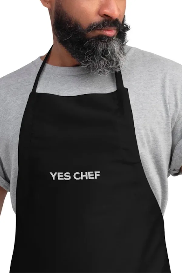 Best Etsy Valentine gifts for adults: Yes Chef apron from Blonde Rebellion Shop