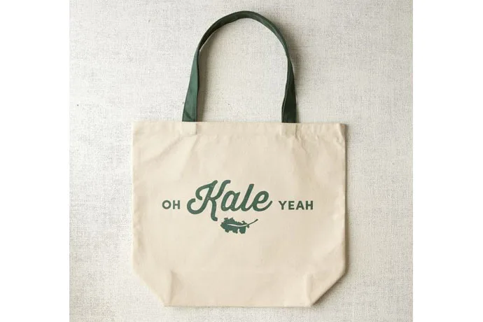 Oh Kale Yeah reusable grocery tote bag just cracks us up