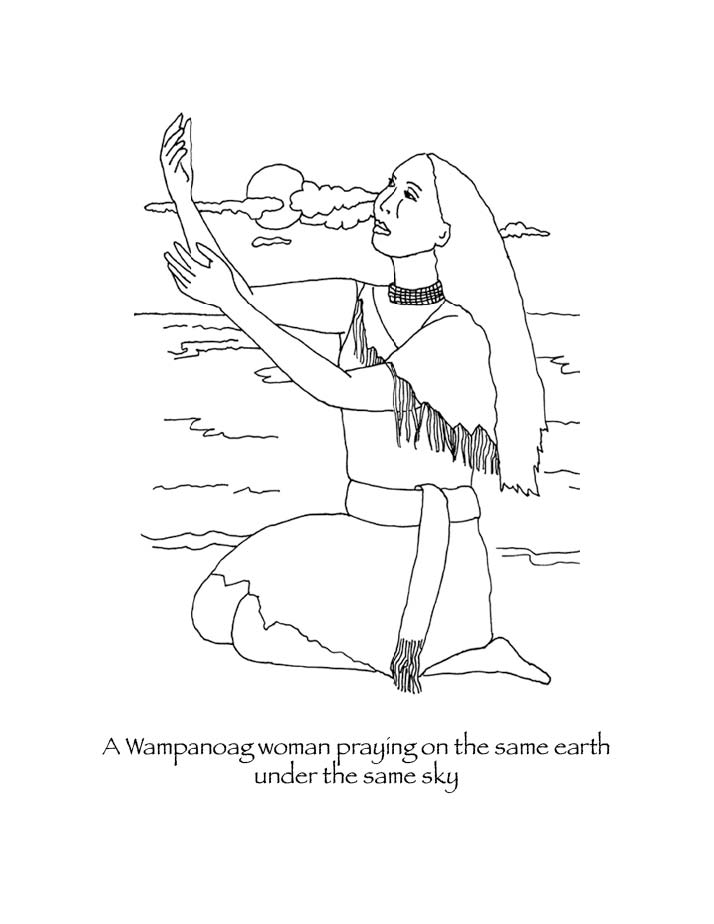 Historically accurate Thanksgiving coloring pages: Prayers of native Wampanoag