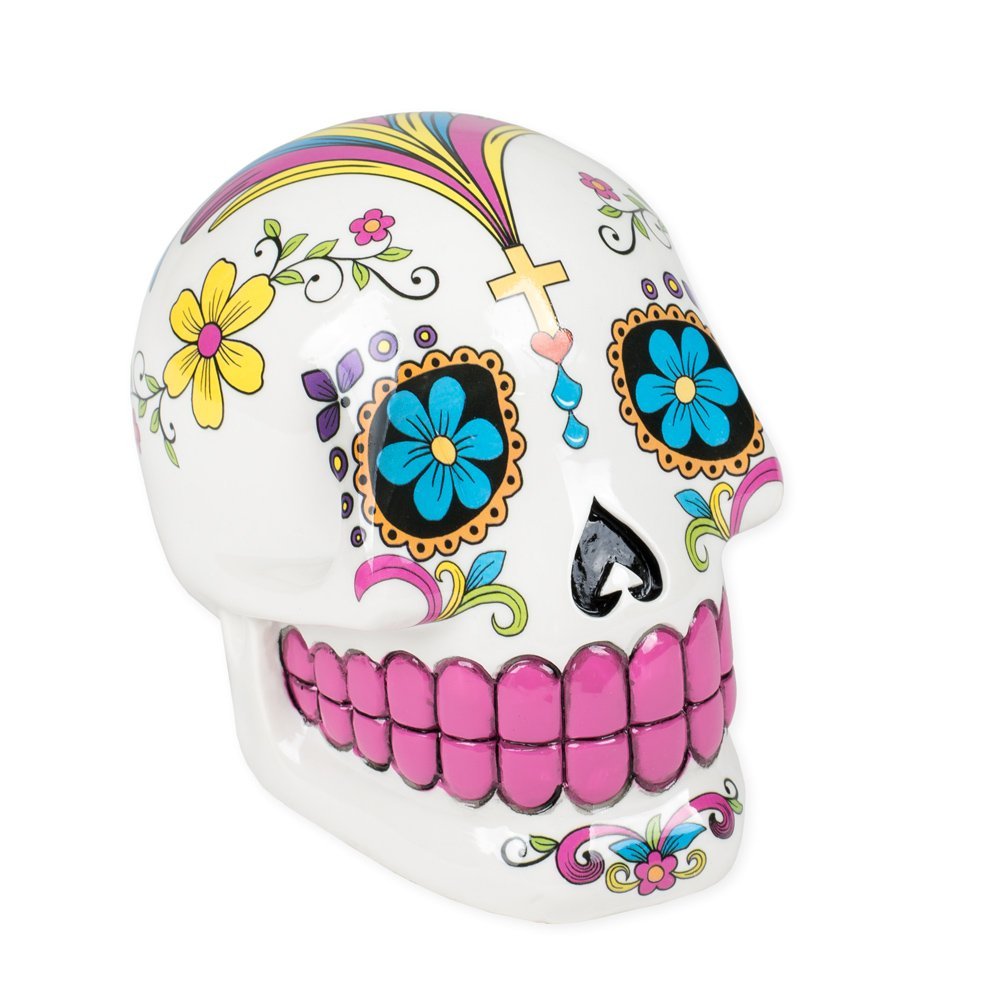 Piggy bank alternatives for kids: Sugar skull coin bank