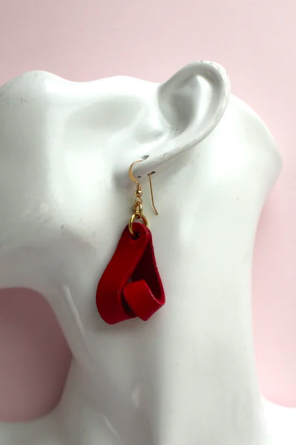 Amber Poitier's red leather heart earrings are a great Valentine's gift that isn't too sweet. Amber Poitier's red leather heart earrings are a great Valentine's gift that isn't too sweet.