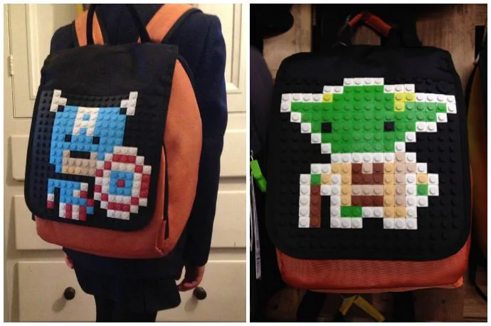 Cool LEGO art backpacks customized with a favorite character