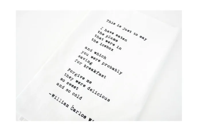 William Carlos Williams tea towel on Etsy