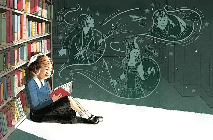 10 of our favorite new empowering books for girls, like this illustration from I Dissent: Ruth Bader Ginsberg by Debbie Levy and illustrated by Elizabeth Baddeley