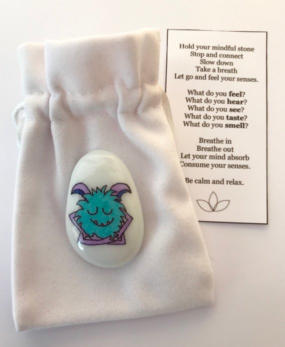 Comfort items  to pack for back-to-school anxiety: Mindfulness monster from My Story Stones