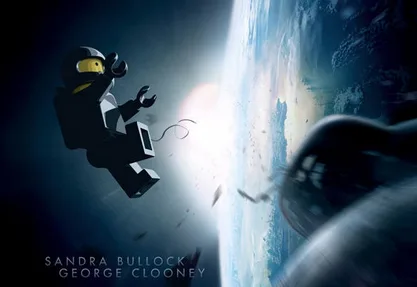 Gravity poster recreated with Lego figures