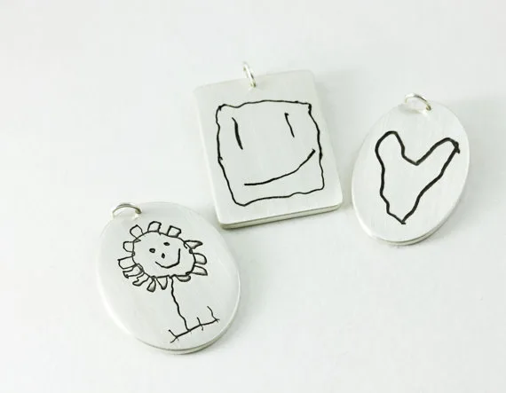 Custom jewelry from kids' artwork: Pendant by Metalmorphis on Etsy