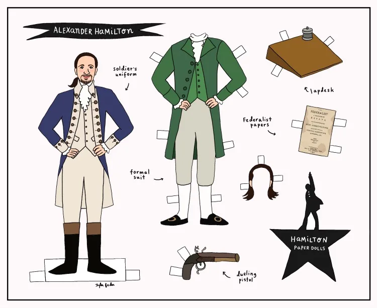 free printable paper dolls: alexander hamilton paper doll by tyler feder