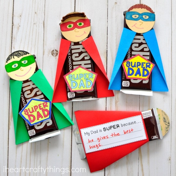 IEasy Father's Day crafts for kids:  Heart Crafty Thing's Superhero craft for Father's Day includes a spot for a special note
